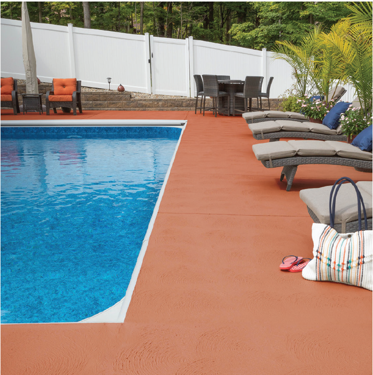 Pool deck Red Solid Color Concrete Stain