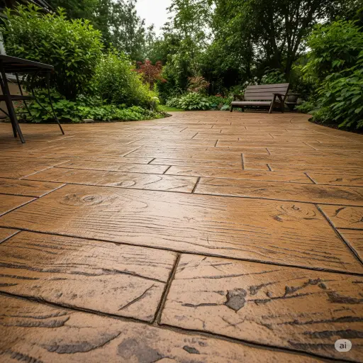 Rustic Wood Stamped Concrete Patio Inspiration