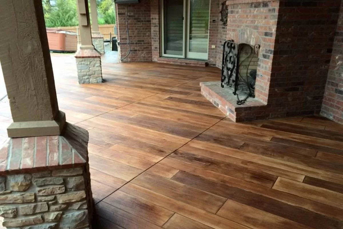 Rustic Wood Stamped Concrete Patio Ideas for Timeless Charm